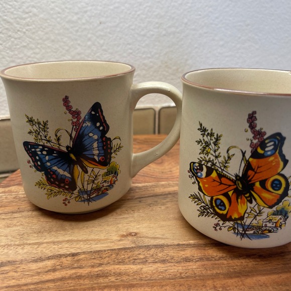 Viking Other - Vintage Viking stoneware Butterfly Set of‎ 2 Coffee Mugs Made in Korea